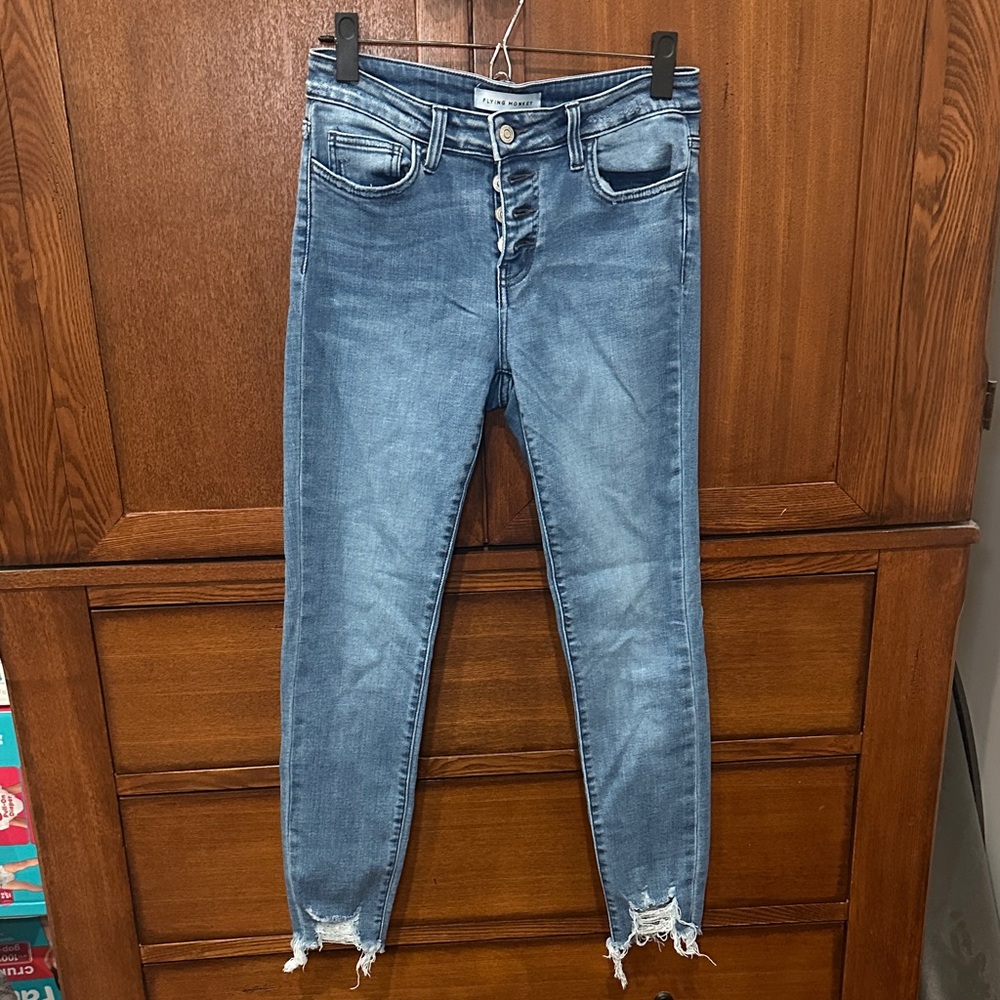 Flying Monkey Medium Blue Distressed Skinny Jeans